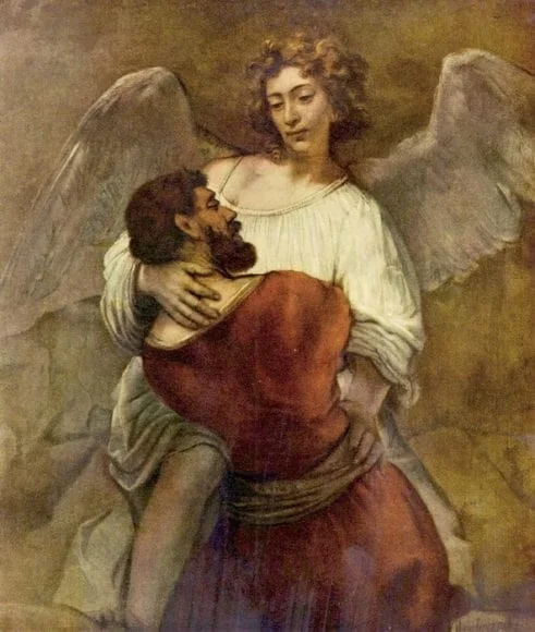 Jacob struggles with the angel – Rembrandt