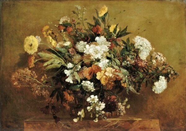 Basket of flowers – Delacroix Eugene