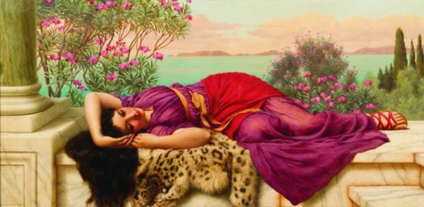 Girl In Red Drapery – John William Godward