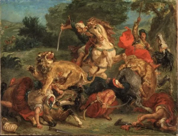 Lion hunt – Eugène Delacroix