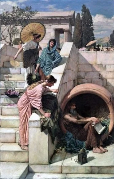 Diogenes Sheltering in his Barrel (02) – John William Waterhouse