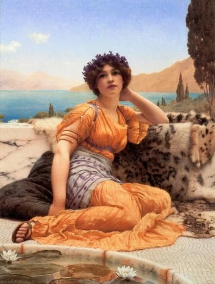 With Violets Wreathed And Robe Of Saffron Hue – John William Godward